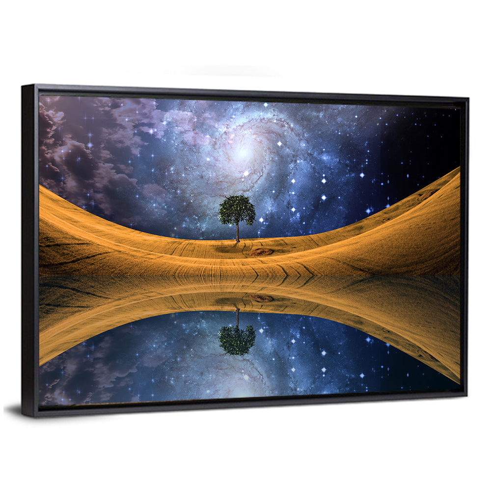 Solitary Tree Beneath Spiral Galaxy Wall Art