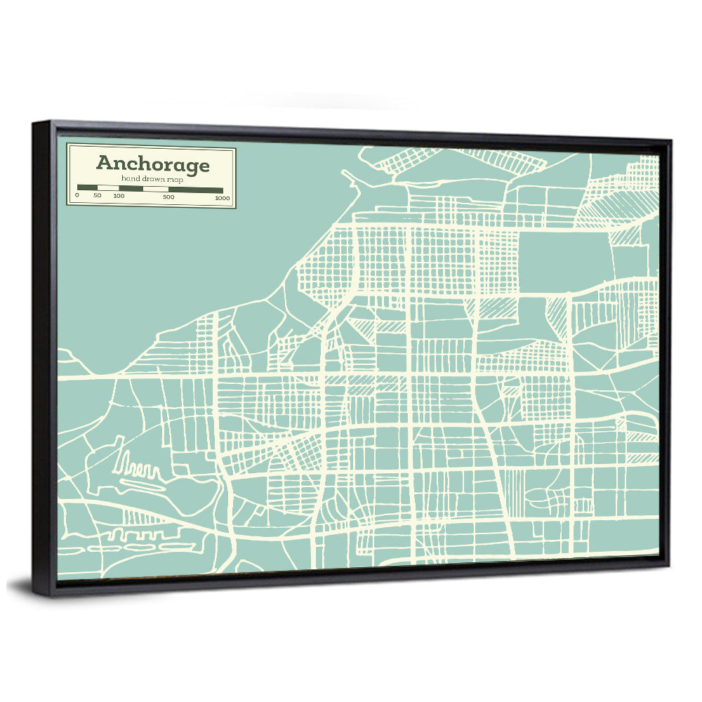 Anchorage, Alaska Map Wall Art