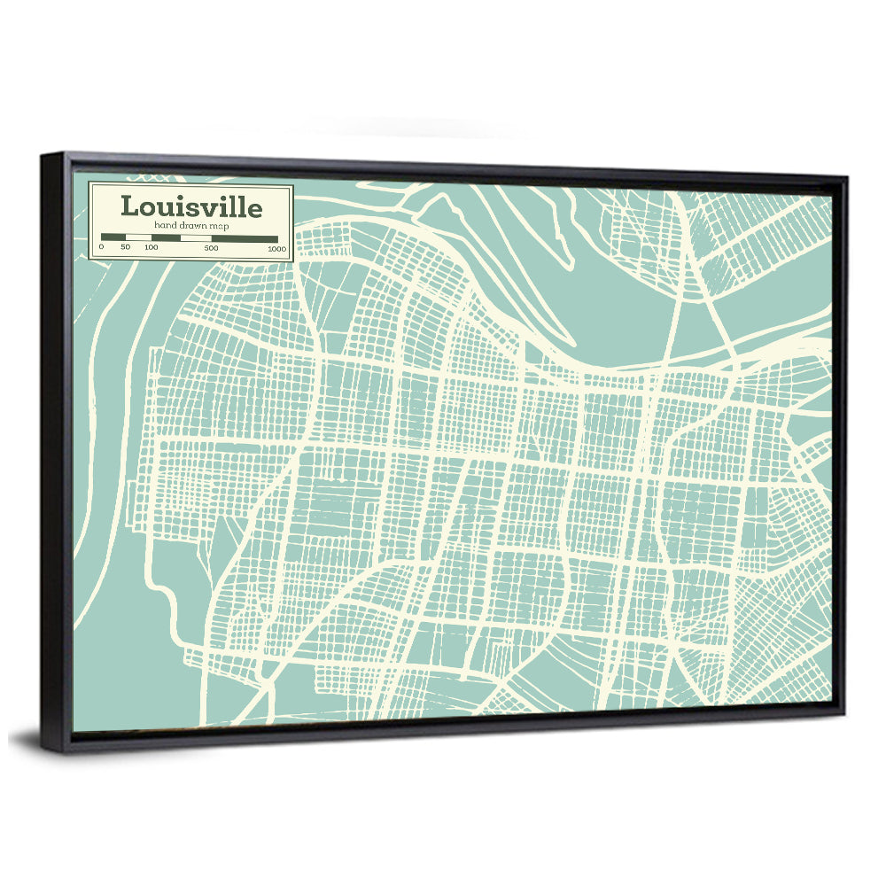 Louisville Kentucky City Map Wall Art