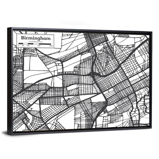 Birmingham Alabama City Map Wall Art