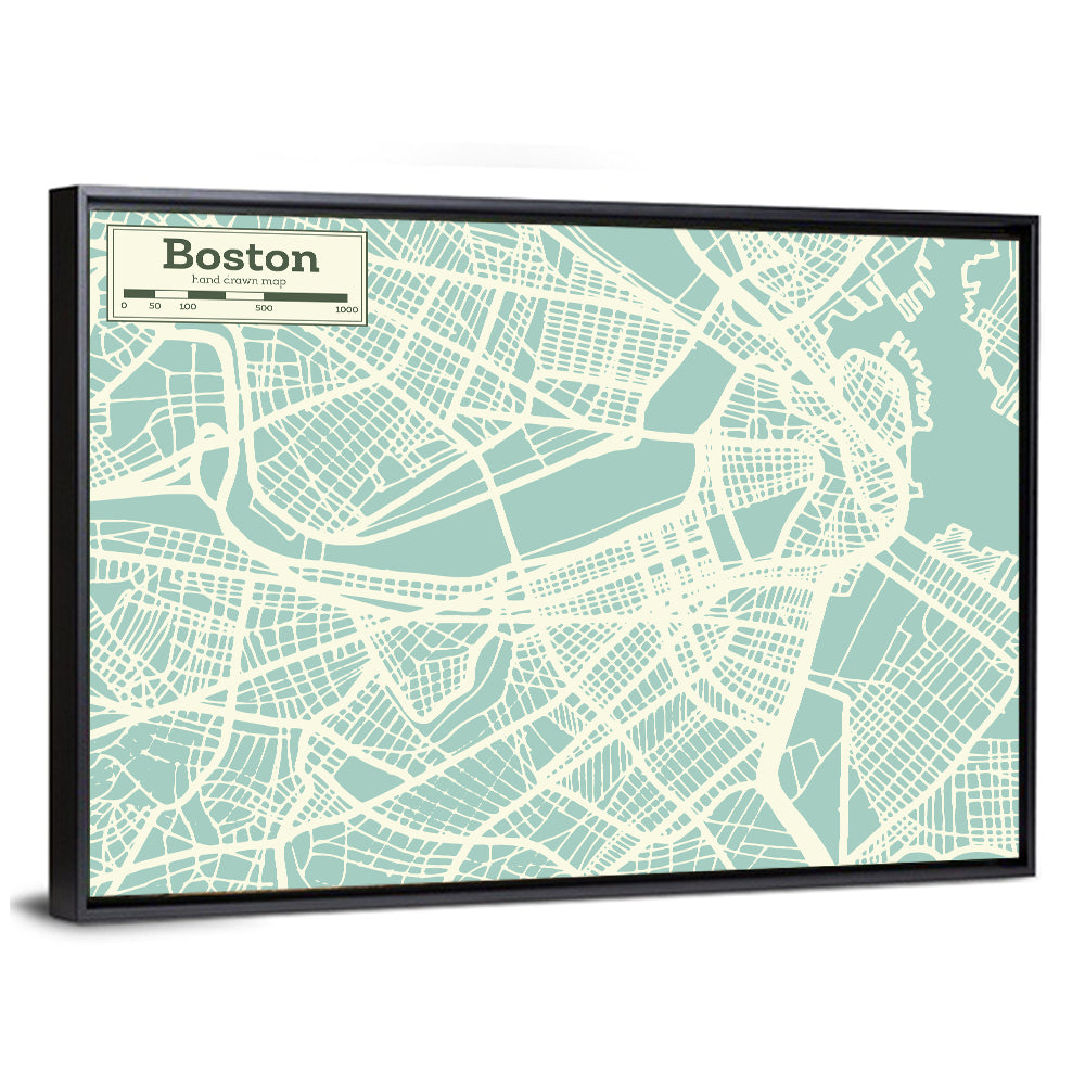 Boston Minimalist City Map Wall Art