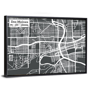 Des Moines City Map Wall Art