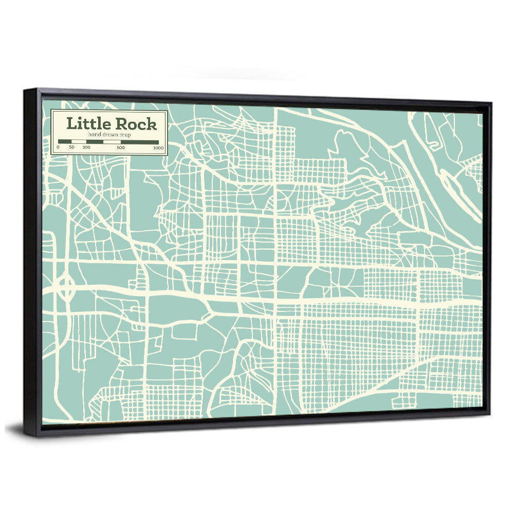 Little Rock Street Grid Map Wall Art