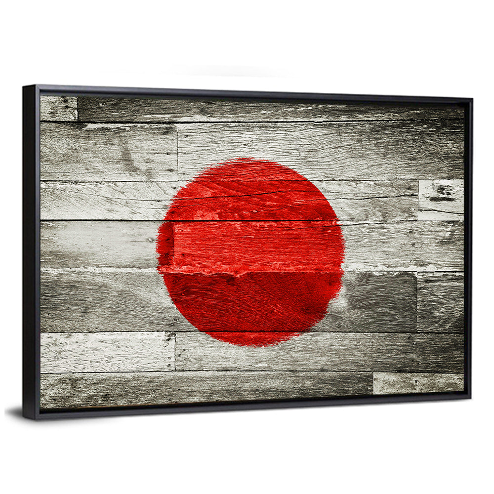 Japanese Flag on Distressed Wood Wall Art