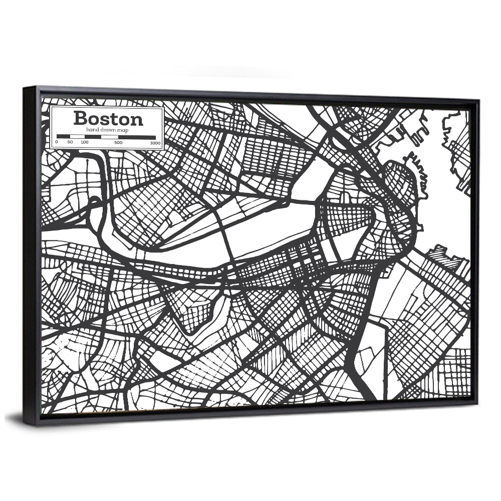 Boston Street Network Map Wall Art