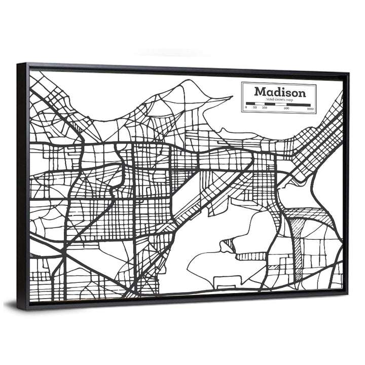 Hand Drawn Madison City Map Wall Art