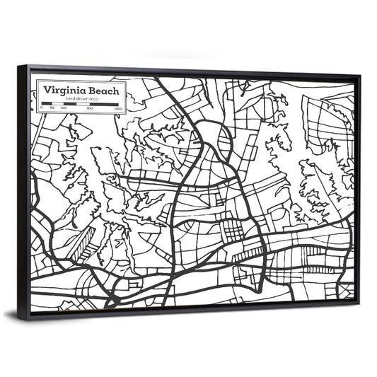 Virginia Beach City Map Wall Art