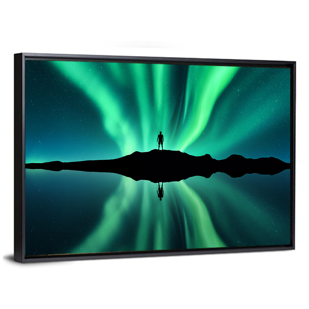 Northern Lights Over Mountain Lake, Norway Wall Art