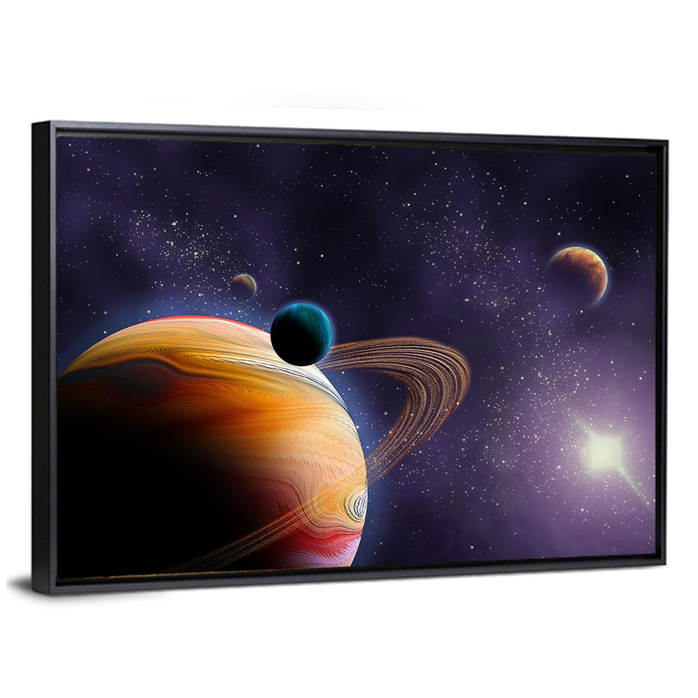 Ringed Planet in Deep Space Wall Art