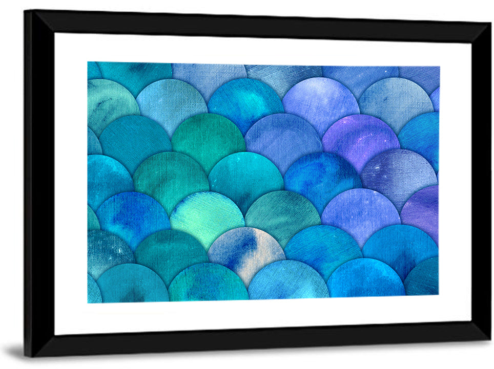 Blue Reptilian Scale Pattern Wall Art