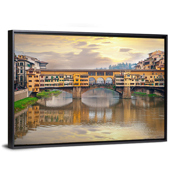 Ponte Vecchio at Golden Hour Wall Art as a framed canvas