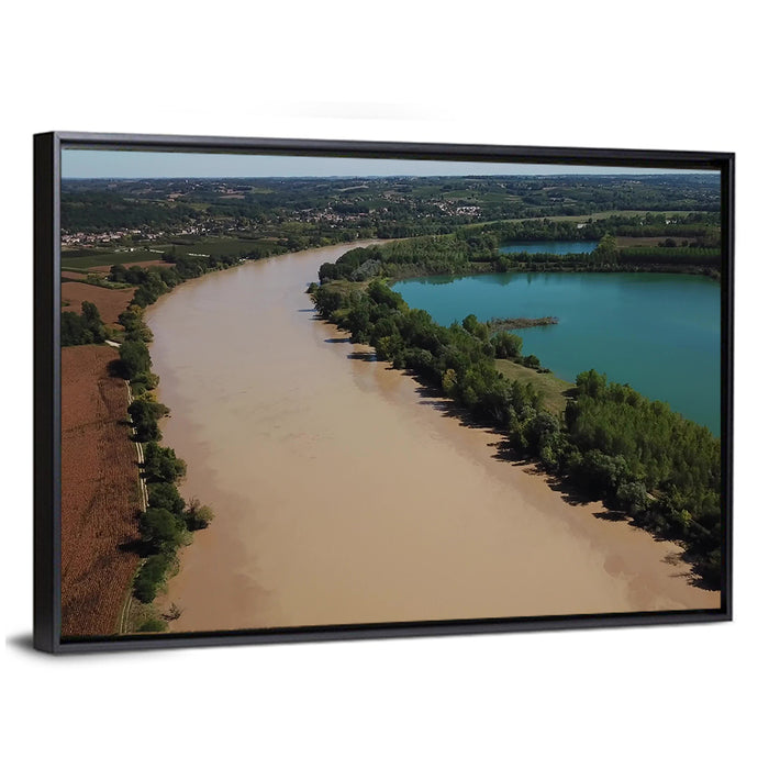 Garonne River and Cadillac Lake Wall Art as a framed canvas