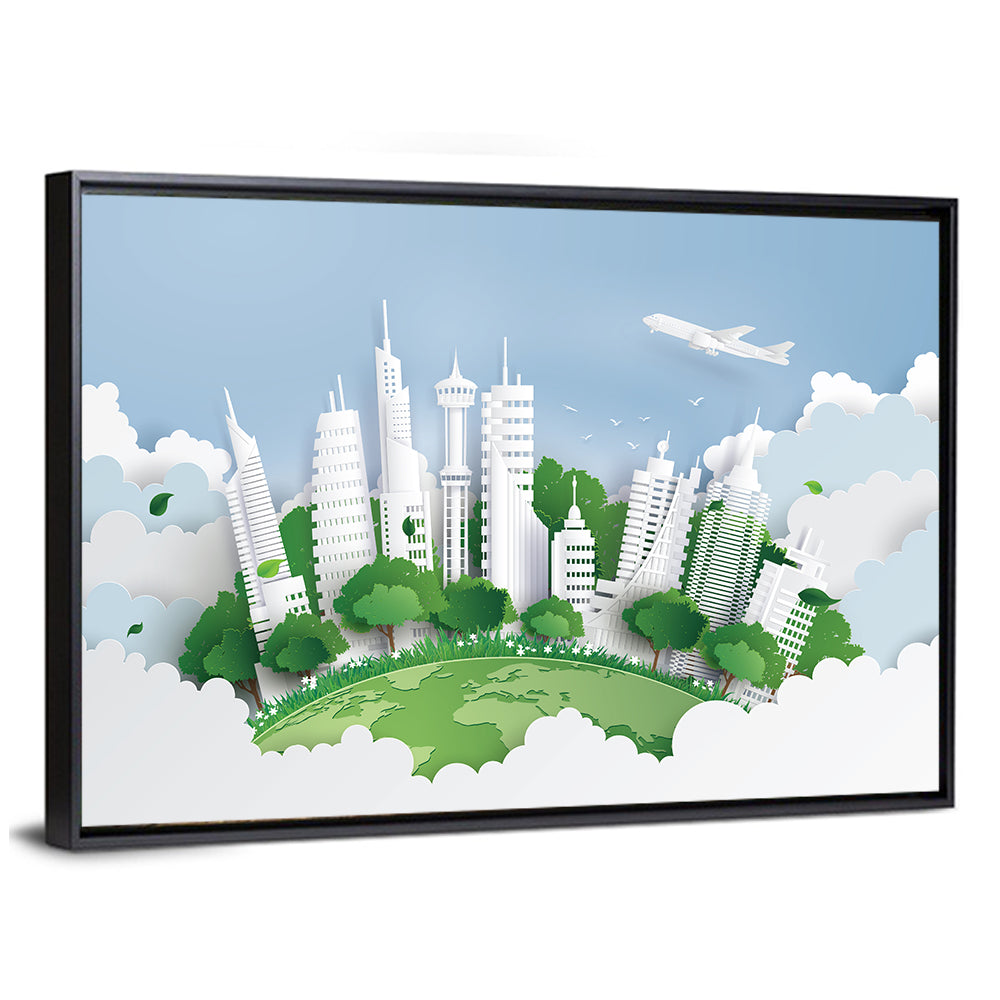 Green Globe Cityscape Wall Art