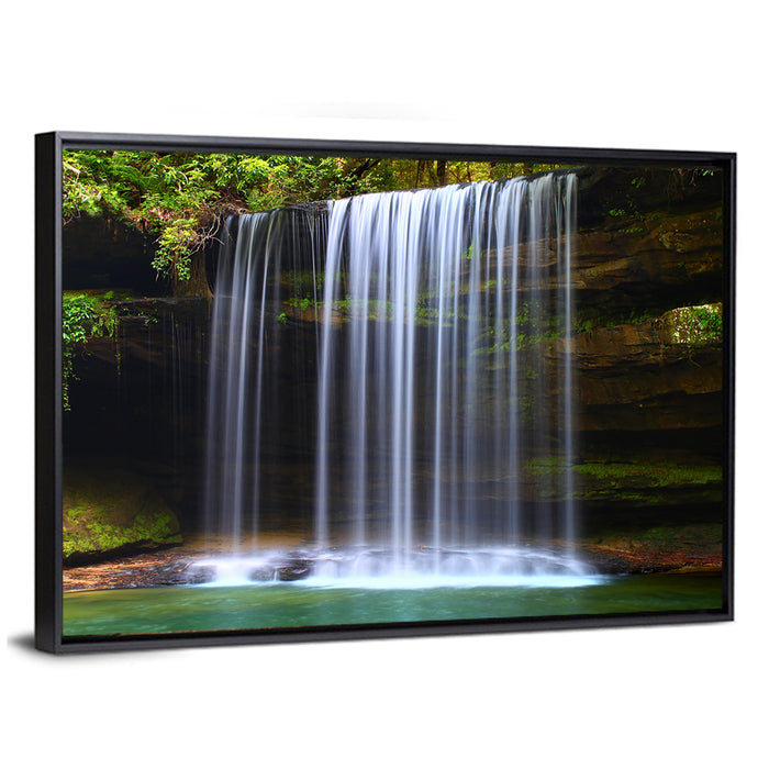 Upper Caney Creek Falls, Mossy Cliff Wall Art as a framed canvas