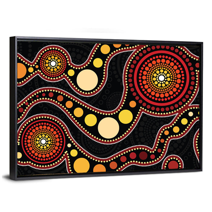 Aboriginal Dot Wall Art as a framed canvas