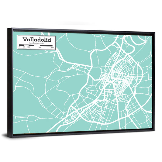 Valladolid City Map Wall Art