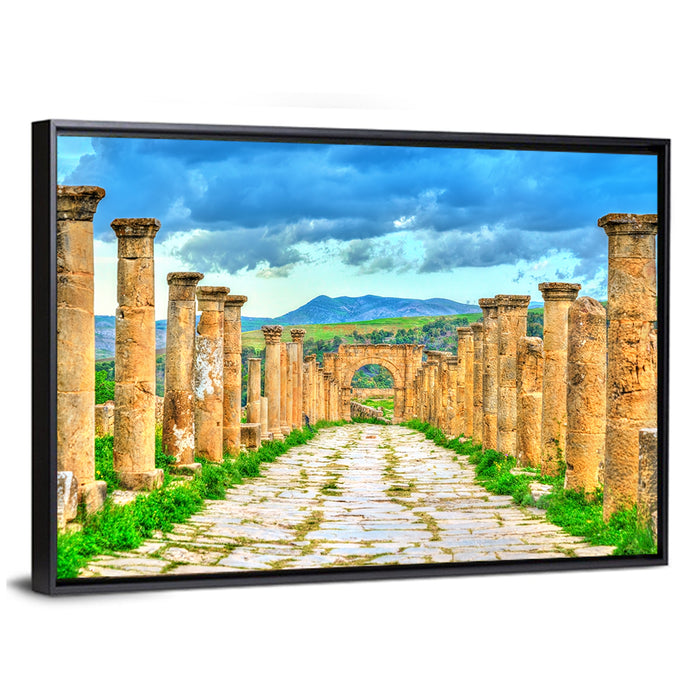 Jerash Cardo Maximus Ruins Wall Art as a framed canvas
