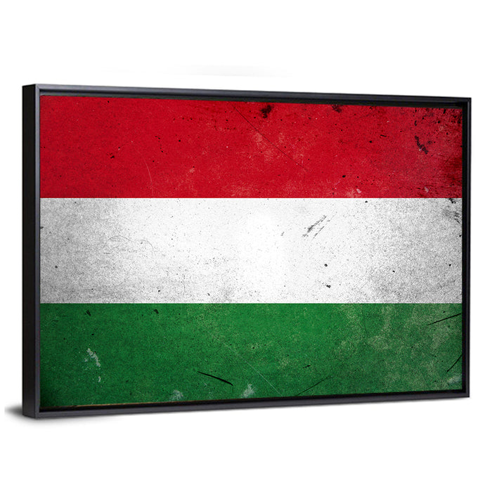 Vintage Hungarian Flag Wall Art as a framed canvas