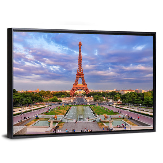 Eiffel Tower At Cloudy Sunset Wall Art