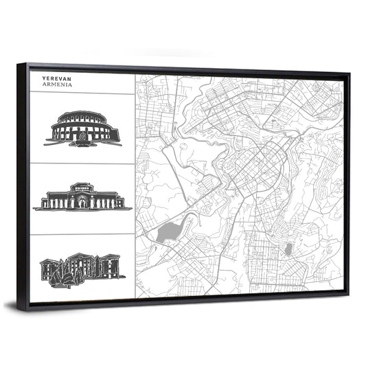 Yerevan City Map Wall Art