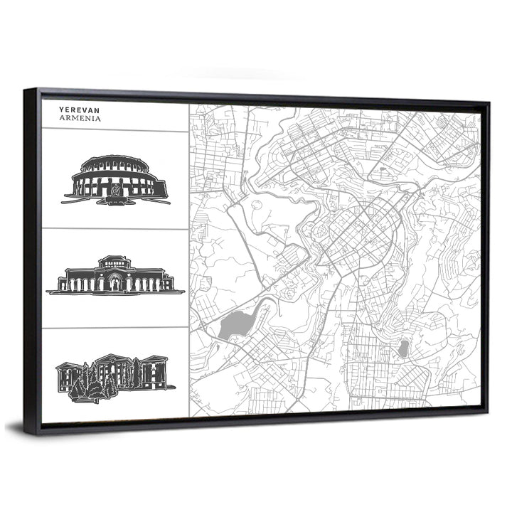 Yerevan City Map Diptych Wall Art