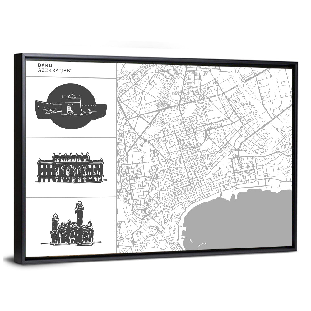 Baku Minimalist City Map Wall Art