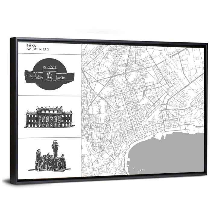 Baku Minimalist City Map Wall Art