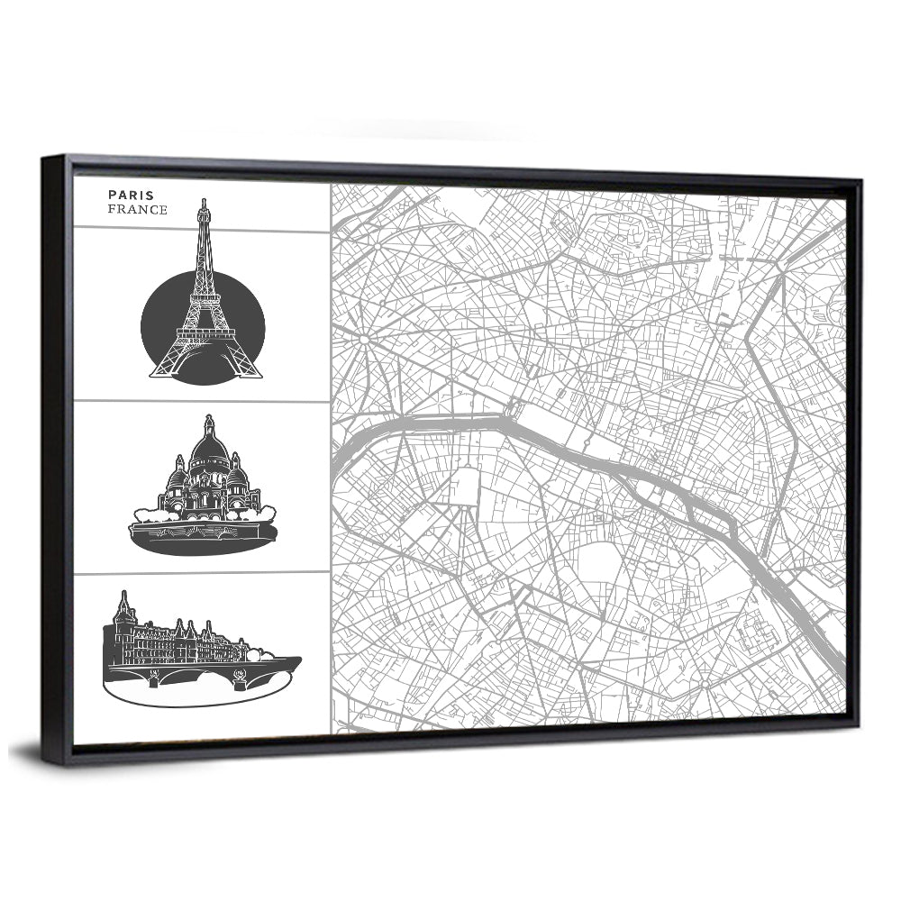 Paris Architectural Map Grid Wall Art