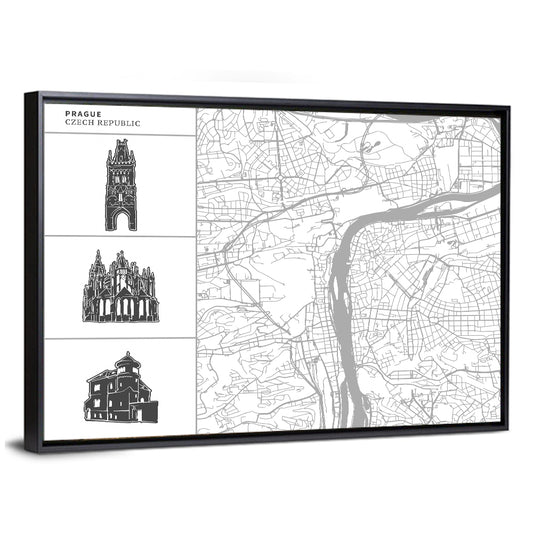 Prague City Map Wall Art