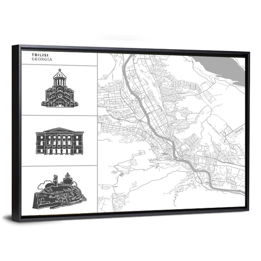 Tbilisi City Map Wall Art