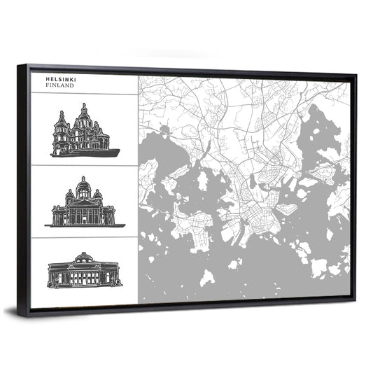 Helsinki City Map Wall Art