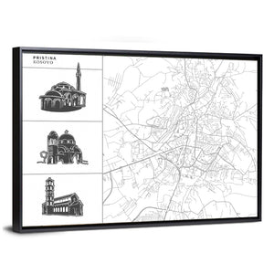 Pristina City Map Wall Art