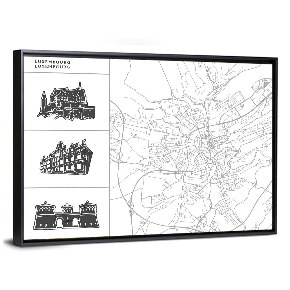 Luxembourg City Map Wall Art