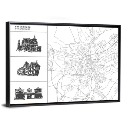 Luxembourg City Map Wall Art