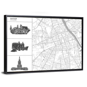 Warsaw City Map Wall Art