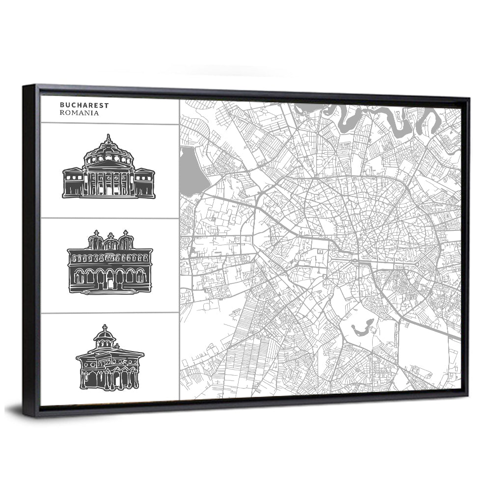 Bucharest City Map Wall Art
