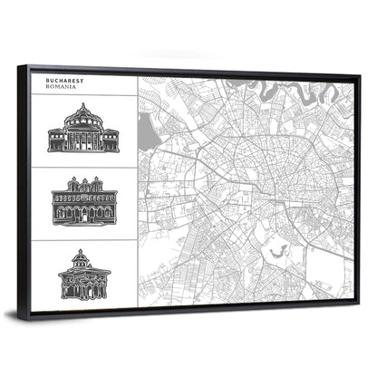 Bucharest City Map Wall Art