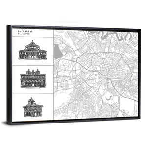 Bucharest City Map Wall Art