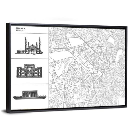 Ankara City Map Wall Art