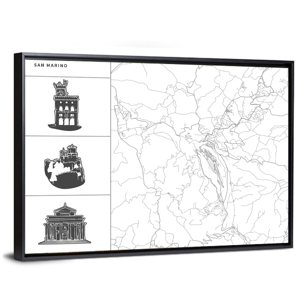 San Marino Map with Three Towers Wall Art