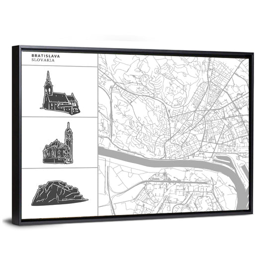 Bratislava City Map Wall Art