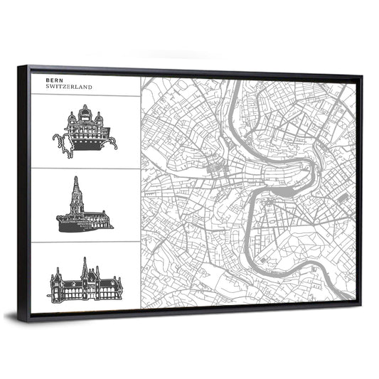 Bern city map Wall Art