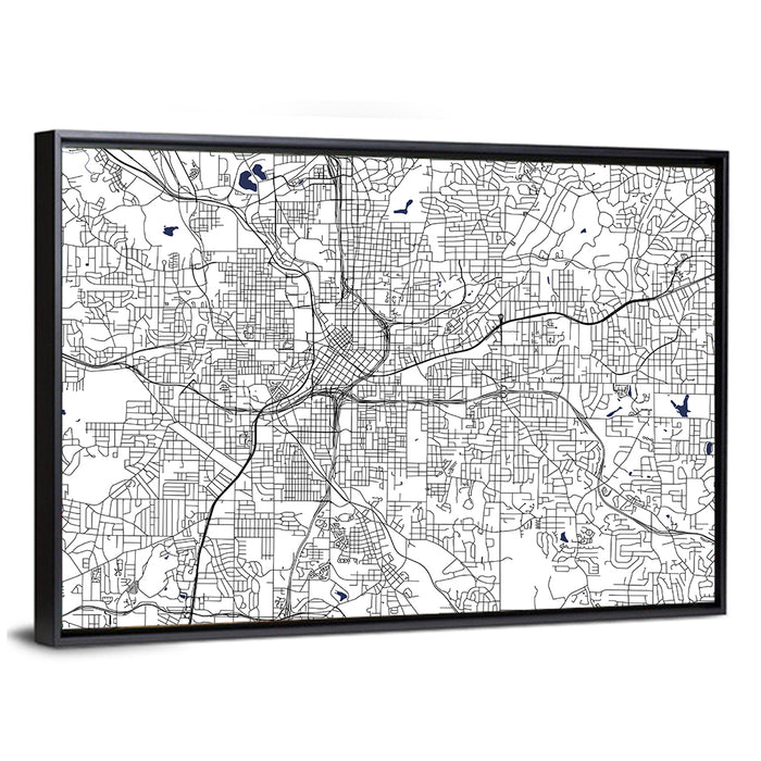 Atlanta Schematic Map Wall Art as a framed canvas