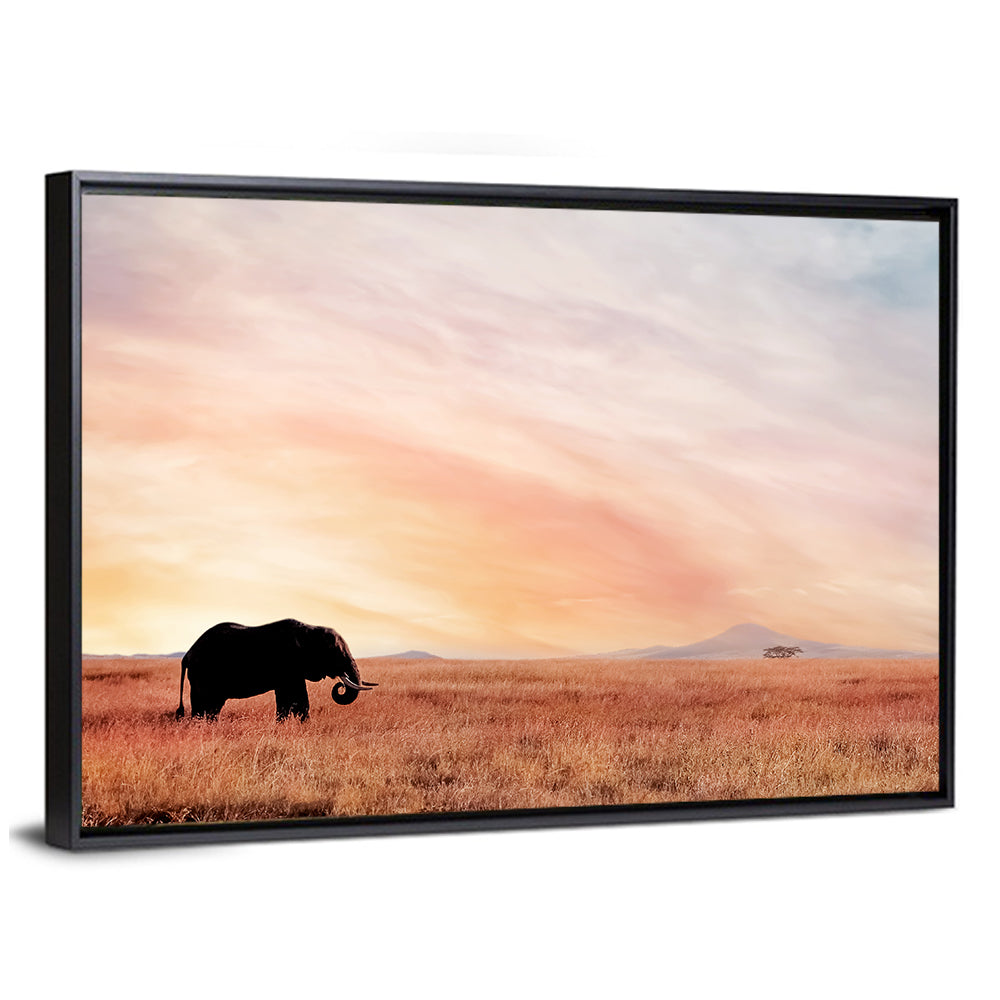 Savannah Elephant at Sunset Wall Art