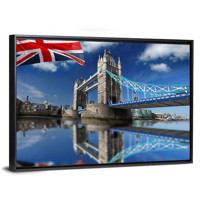 Tower Bridge with Union Jack Wall Art as a framed canvas