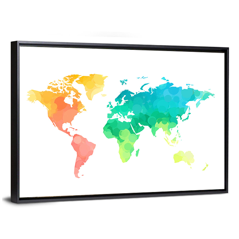 Polka Dot World Map Pattern Wall Art