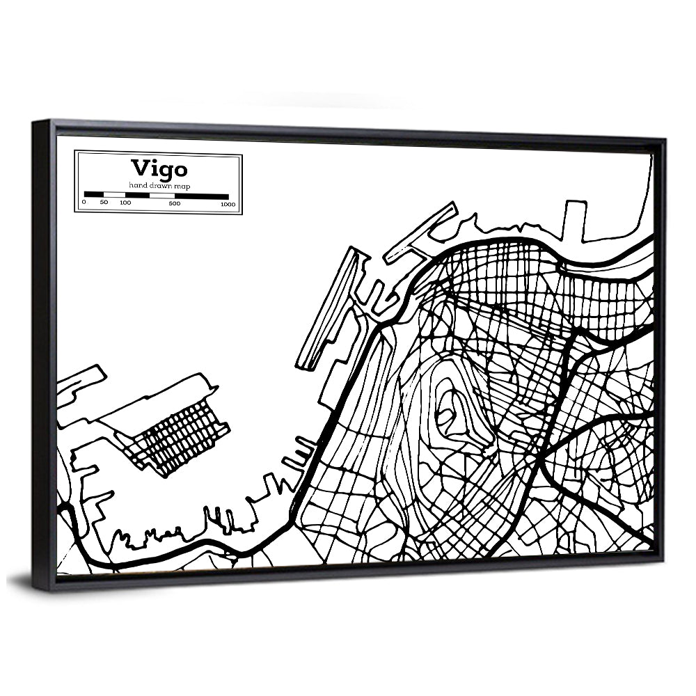 Vigo Aerial Map, Hand-drawn Wall Art