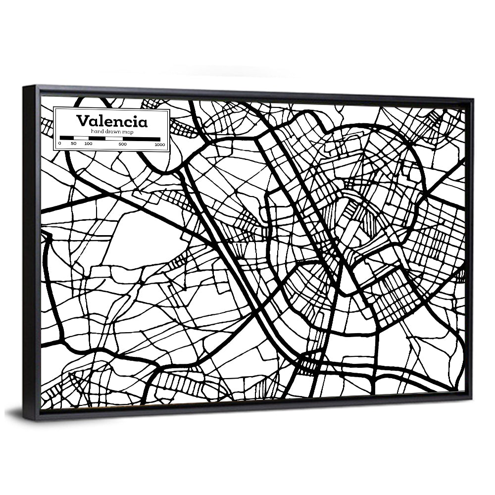 Valencia City Map Wall Art