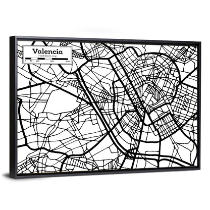 Valencia City Map Wall Art