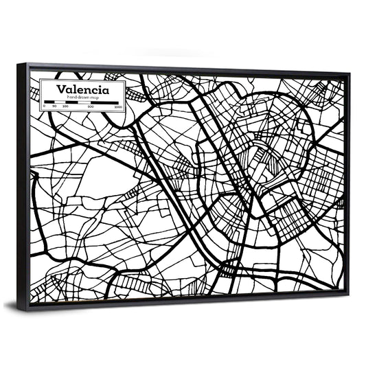 Valencia City Map Wall Art